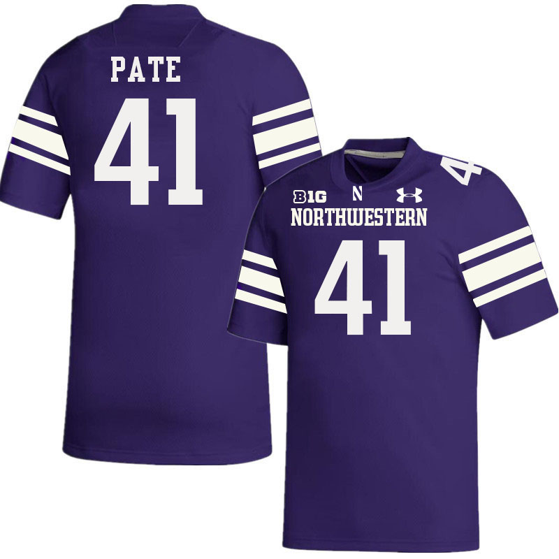 Northwestern Wildcats #41 Jaylen Pate College Football Jerseys Stitched-Purple